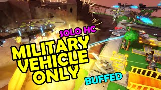 TDS SOLO HC Hardcore Military Base Rework Vehicle Tower only  Tower Defense Simulator [upl. by Eldridge]