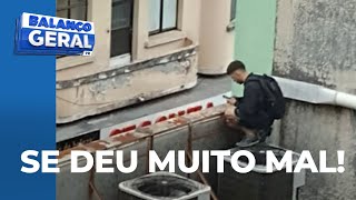 Pichador cai de prédio na praça Rui Barbosa e vai preso comparsa dele conseguiu fugir da polícia [upl. by Muffin538]