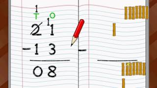 Maths  Subtracting two digit numbers with borrowing  English [upl. by Voorhis]