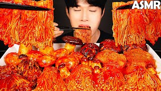 COOKING ASMR  Spicy enoki mushrooms mukbang best compilation  no talking eating sounds [upl. by Lavella280]