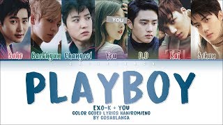 EXO  K 엑소케이 – 「PLAYBOY」 7 Members ver  You as member Color Coded Lyrics HanRomEng [upl. by Kannav172]