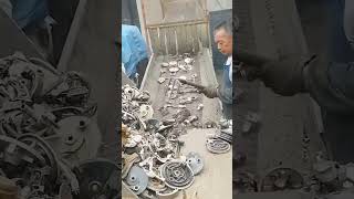 Crushing process of scrap brake discs for electric bicycles [upl. by Atnwahs]