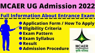 MCAER UG Admission 2022 Notification Date Application Eligibility Pattern Syllabus Admit Card [upl. by Arul]