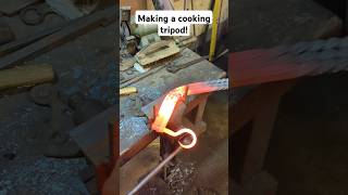 Forging a medieval cooking tripod shorts blacksmith medieval [upl. by Ynnad]