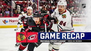 Blackhawks  Hurricanes 219  NHL Highlights 2024 [upl. by Oruntha313]