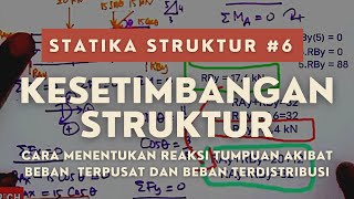 Statika Struktur 6  Kesetimbangan Struktur  Mencari Reaksi Tumpuan Akibat Beban Terpusat [upl. by Wenn]