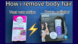 Body hair removal tips and techniques😎 veet wax strips vs braun epilator demonstration 🤗 [upl. by Yrovi]