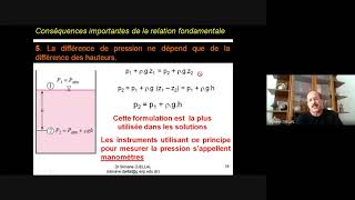 Cours Statique des Fluides Part 2 Conséquences de léquation fondamentale de lhydrostatique [upl. by Elcarim48]