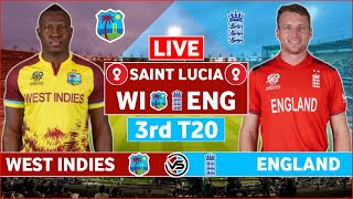 West Indies vs England 3rd T20 Live Scores  WI vs ENG 3rd T20 Live Scores amp Commentary [upl. by Camarata]