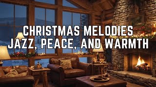 Cozy Christmas Jazz  Relaxing Fireplace with Snow and Christmas Trees [upl. by Uohk362]