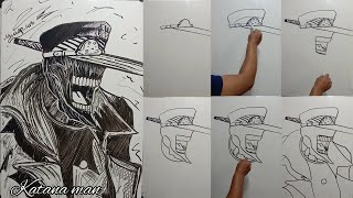 How to draw Katana man from chainsaw man  step by step for beginnersyou can doit😉 [upl. by Luise]