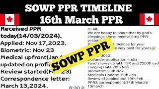 🇨🇦 16th March latest SOWPampSTUDY PPR TIMELINESOWPspouse open work permit canada ppr timeline [upl. by Nahseez]