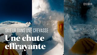 La chute impressionnante dun skieur dans une crevasse au cœur des Alpes [upl. by Etnauj43]