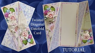 How to Tutorial Twisted Diagonal Gatefold card Fun fold Clever fold Fancy fold Cardmaking ideas DIY [upl. by Maurilia726]