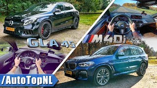 Mercedes GLA 45 AMG vs BMW X3 M40i  ACCELERATION TOP SPEED Exhaust SOUND amp POV by AutoTopNL [upl. by Dranyar]