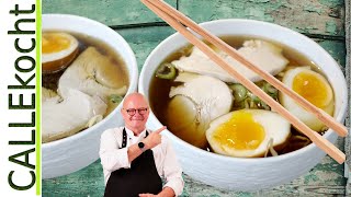 Ramen Asiasuppe mit kräftiger Hühnerbrühe selber kochen Rezept [upl. by Bacon]