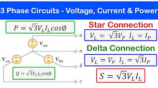 49  Voltage Current and Power in a Balanced 3  Phase Delta amp Star Circuit [upl. by Otsugua763]