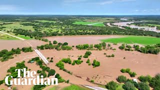 Drone footage shows extent of flooding in Texas [upl. by Munmro49]