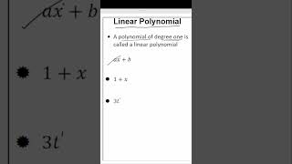 Linear Polynomial  POLYNOMIAL  CLASS 9  9th  exam basicmath education mathematics maths [upl. by Nesline376]