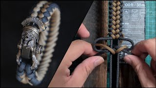 How to make Sanctified Knot Paracord Bracelet with Bead and Shackle Buckle Bracelet By ThreeBrclt [upl. by Acsot]