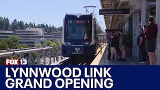 Lynnwood Link light rail extension opens  FOX 13 Seattle [upl. by Ahsikin]