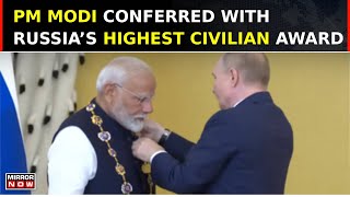 PM Modi receives Russias highest civilian honour Order of St Andrew the Apostle  Watch [upl. by Rexanna]