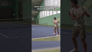 When Novak Djokovic hit the ball with 8yearold Jovan Popovic in 2023 in Belgrade 🇷🇸👌👏 tennis [upl. by Paley]