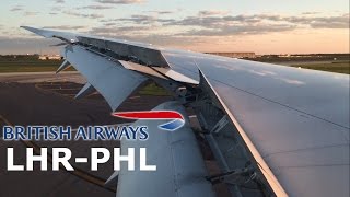 British Airways Boeing 787 Dreamliner Sunset Landing Philadelphia [upl. by Darleen]