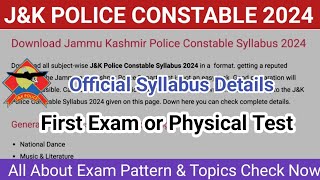 Jk Police Constable Official Syllabus 2024  Jk Police Exam Details 2024 Jk Police Exam Preparation [upl. by Dyer286]