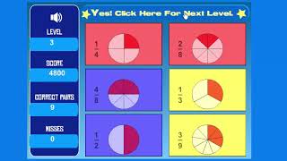 Matching Equivalent Fractions  Level 1 Math Game [upl. by Nera]