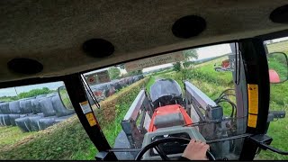 massey fergerson 5465 cab view collecting silage bales [upl. by Kohcztiy]