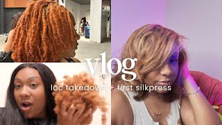 Vlog Combing out my locs  First silk press after 1 year loc removal [upl. by Jared128]