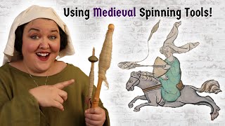 How I Spin Flax With a Handheld Distaff  Using Medieval Tools [upl. by Eyanaj269]