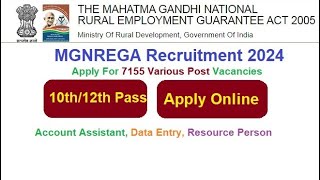 MGNREGA Recruitment 2024 Apply Online For 7155 Various Post nreganicin [upl. by Oira84]