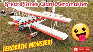 Great Planes Giant Aeromaster Maiden Flight amp Review [upl. by Nahshon]