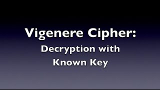 Vigenere Cipher  Decryption Known Key [upl. by Ahtnama]