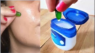 Use Vaseline amp Vitamin E Oil on Face to remove Dark spots Vaseline Beauty Hacks for Hair Skin [upl. by Januisz]