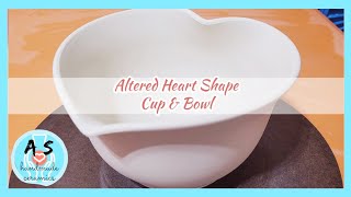 Throwing altered heart shaped cup and bowl Pottery101 pottery video [upl. by Scutt]