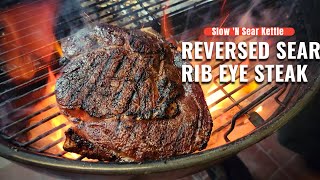 Reverse Sear Ribeye Steak  How to Reverse Sear A Steak On A Charcoal Grill  Slow N Sear Kettle [upl. by Uttica]