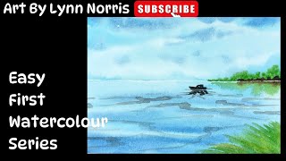 Lets Watercolour Paint  Super Easy Sky and Water Landscape [upl. by Danit]