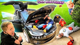 MIKE finally got a TESLA for his BIRTHDAY 🎂🚗🔑 FV Family 12th Bday Vlog [upl. by Einej]