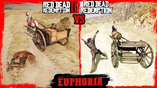 RDR2 vs RDR1 ragdoll physics comparison  jumps from a wagonstunts and fails Compilation Gameplay [upl. by Catina271]