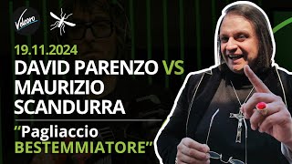 David Parenzo vs Maurizio Scandurra quotPagliaccio bestemmiatorequot  La Zanzara del 19112024 [upl. by Naillimxam]