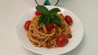 Spaghetti Recipe  سباغيتي معكرونة بالصلصة واللحم المفروم [upl. by Aerdnahs]