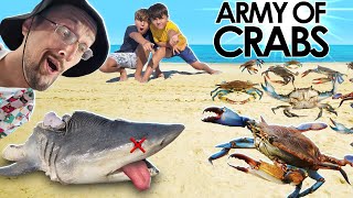 POOR Shark amp the CRAB Invasion FV Family gets Green Goblin  the Beach [upl. by Brenk]