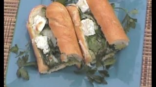 Toasted French Bread Spinach Feta Egg Sandwich [upl. by Adliw721]