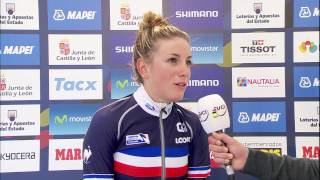 Pauline FerrandPrevot Interview after becoming 2014 Elite Womens Road Race World Champion [upl. by Hylton]