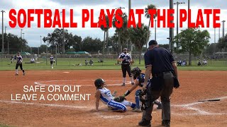 SOFTBALL PLAYS AT THE PLATE SAFE OR OUT YOU DECIDE [upl. by Tzong]