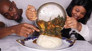 Speed eating fufu and vegetable soup [upl. by Merwin]