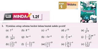 KSSM Matematik Tingkatan 3 Bab 1 indeks hukum indeks uji minda 12f no1 buku teks form 1 pt3 [upl. by Anirav]